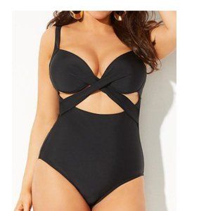 Nwt Swimsuits For All Underwire Cutout One Piece Sexy Black